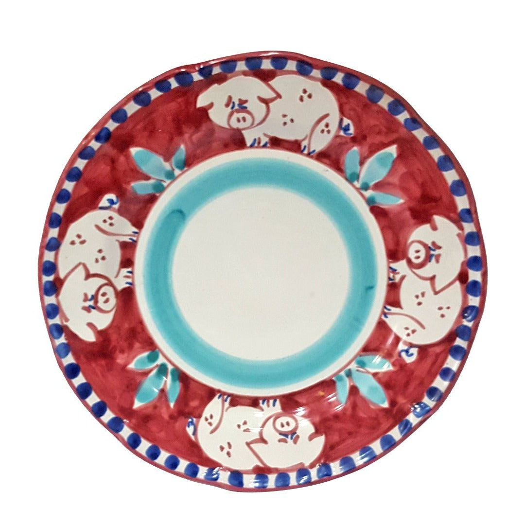 Set piatti decoro maialino - ceramiche vietresi - Romanelli Eventi