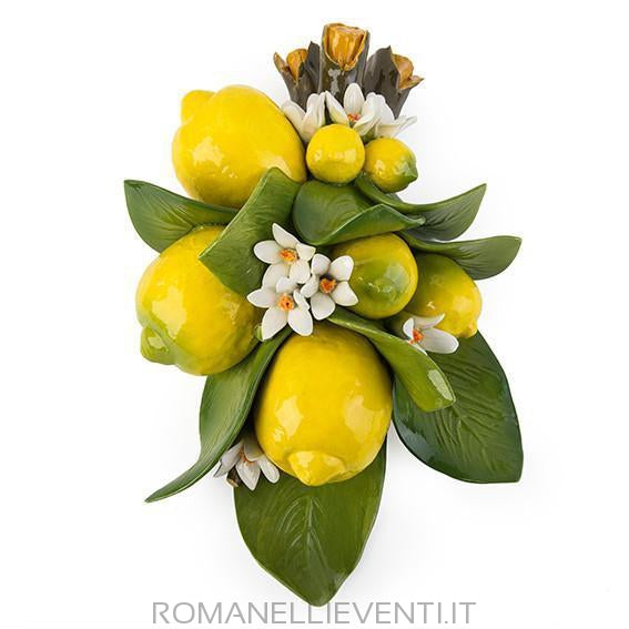 Applique con limoni in ceramica misura media 24x14cm-Gli Alberelli-Cm 20x20x35-Romanelli Eventi