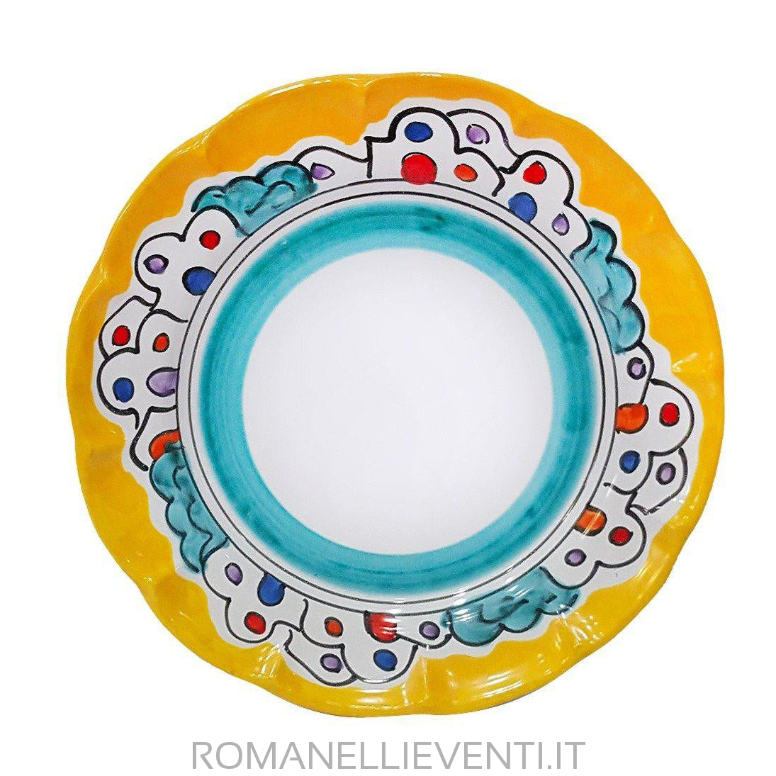 Set piatti decoro casette- ceramiche vietresi - Romanelli Eventi