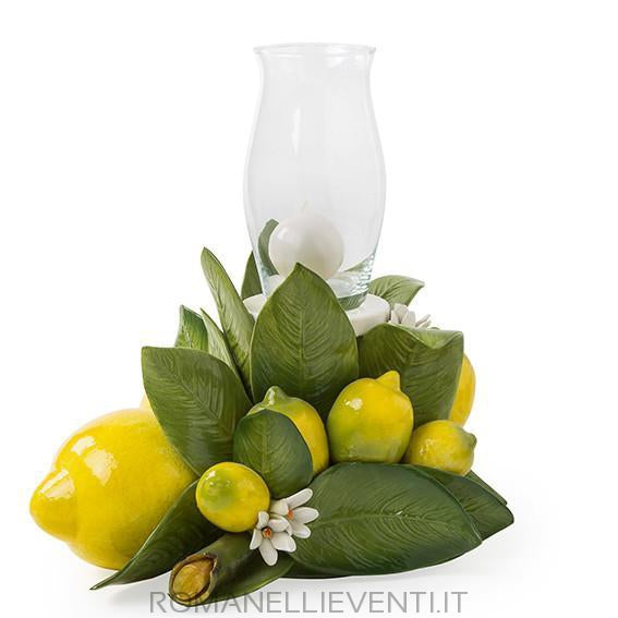 Candelabro limoni in ceramica misura media 35x40cm-Gli Alberelli-Romanelli Eventi