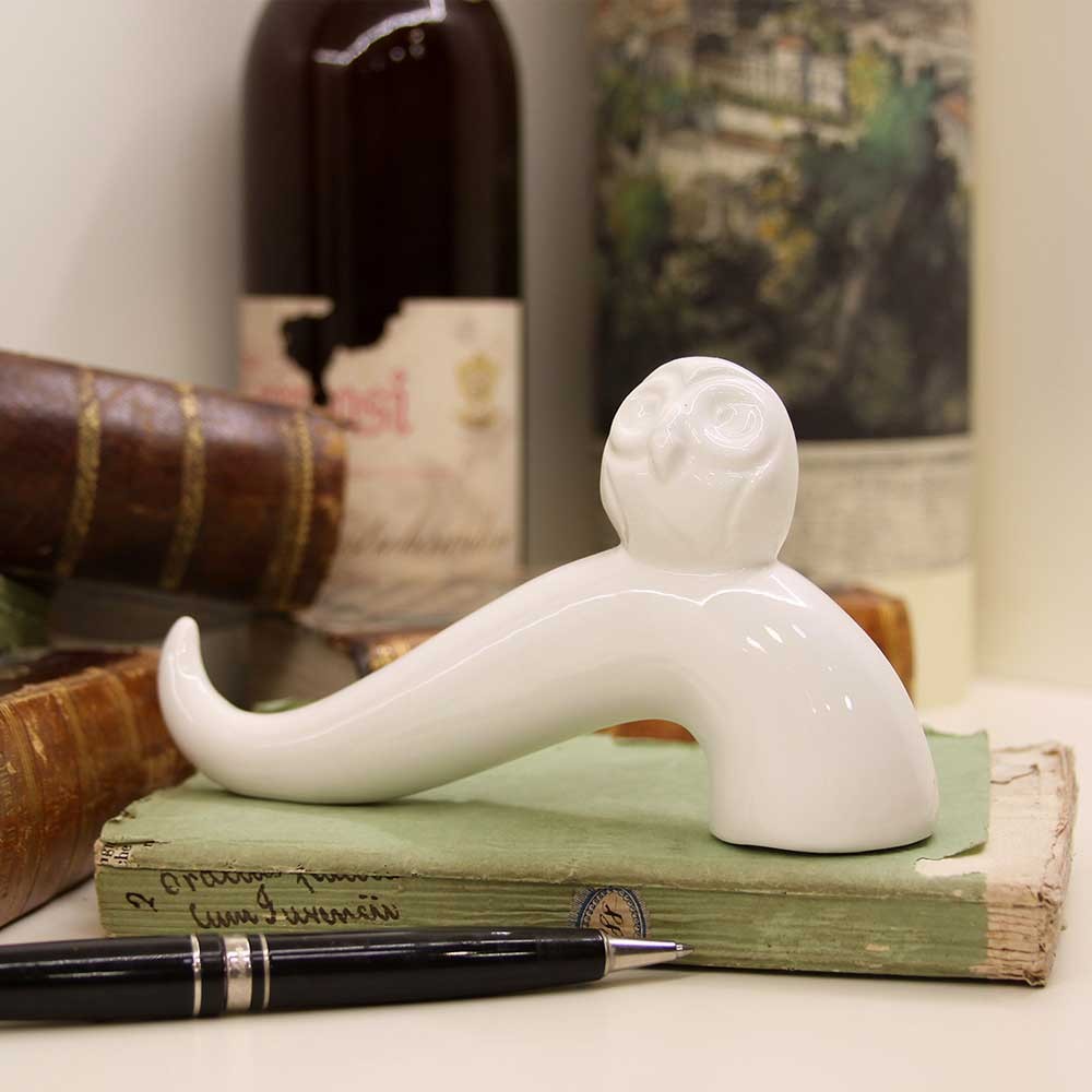 Corno Portafortuna da Scrivania Civetta Bianco-Macrì-Romanelli Eventi