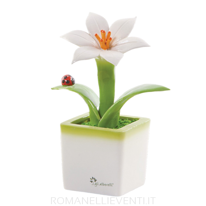 Cubotto misura piccola con decoro fiore: Giglio 10 x 18 cm-Gli Alberelli-Romanelli Eventi