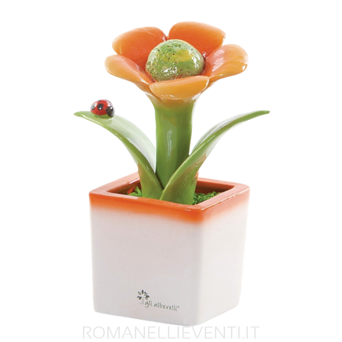Cubotto piccolo - Fiore arancio 10 x 18 cm-Gli Alberelli-Romanelli Eventi