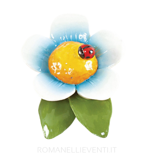 Magnete di misura piccola con decoro fiore celeste 8 x 4 cm-Gli Alberelli-Romanelli Eventi