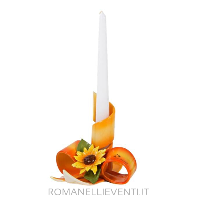Portacandela con fascia decoro fiore-Gli Alberelli-Romanelli Eventi