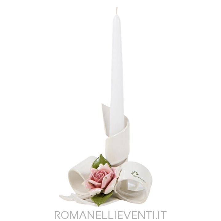Portacandela con fascia decoro fiore-Gli Alberelli-Romanelli Eventi