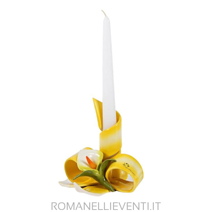 Portacandela con fascia decoro fiore-Gli Alberelli-Romanelli Eventi
