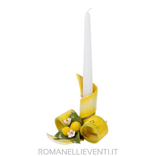 Portacandela con fascia decoro limoni-Gli Alberelli-Romanelli Eventi