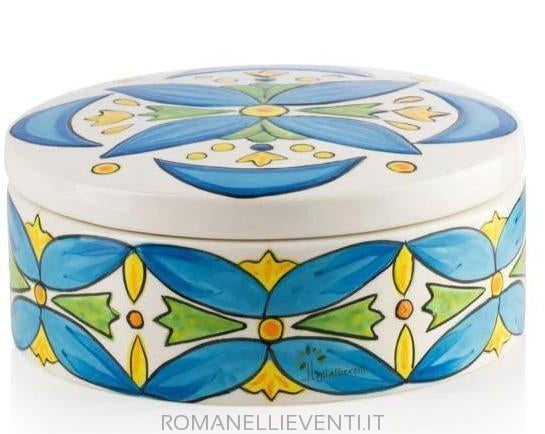 Scatola misura media in ceramica decoro positano Ø 16 cm - H 6 cm-Gli Alberelli-Romanelli Eventi