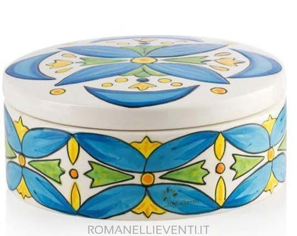 Scatola misura media in ceramica decoro positano Ø 16 cm - H 6 cm-Gli Alberelli-Romanelli Eventi