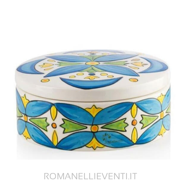 Scatola misura media in ceramica decoro positano Ø 16 cm - H 6 cm-Gli Alberelli-Romanelli Eventi