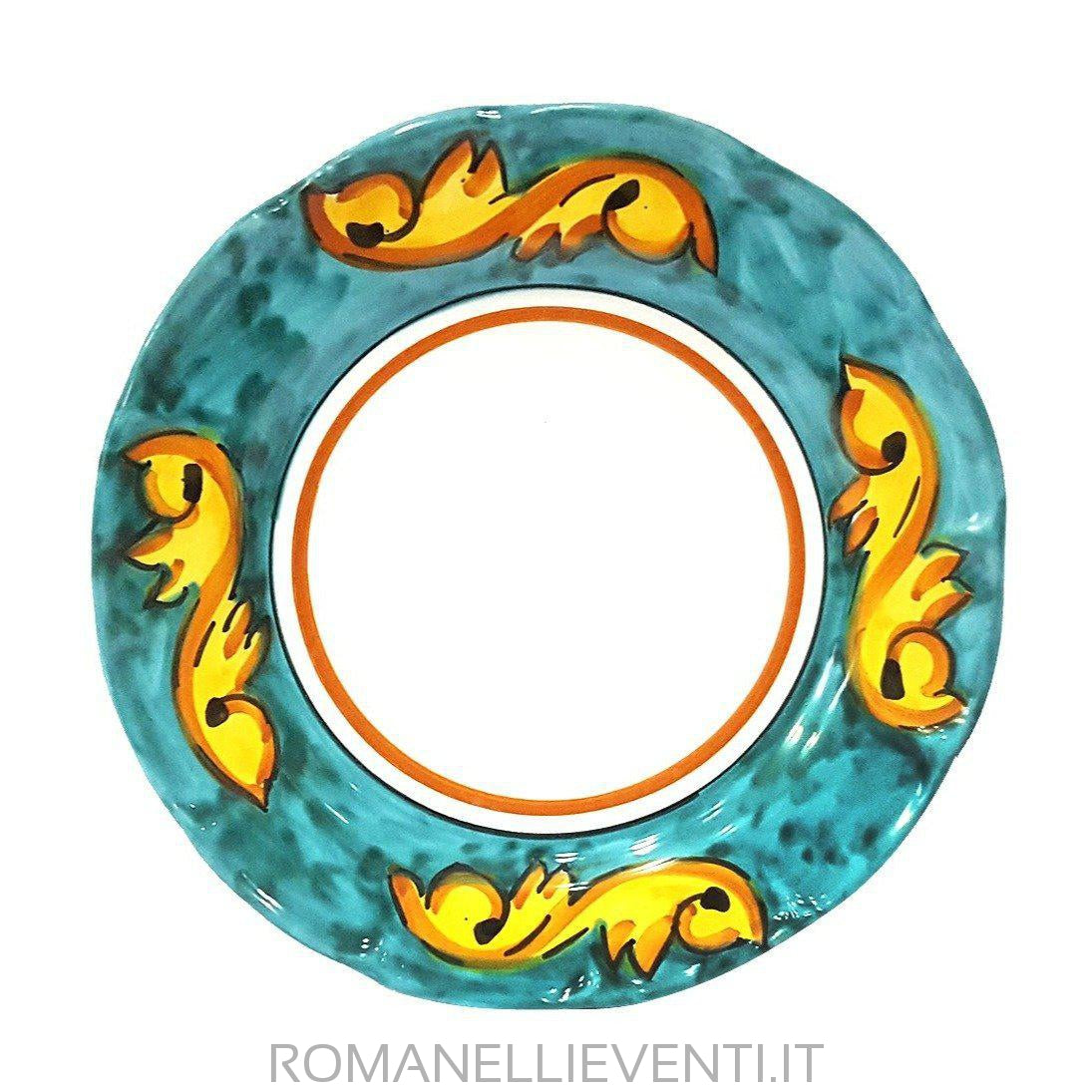 Set servizio piatti decoro Barocco verde ramino-Vietri-Romanelli Eventi