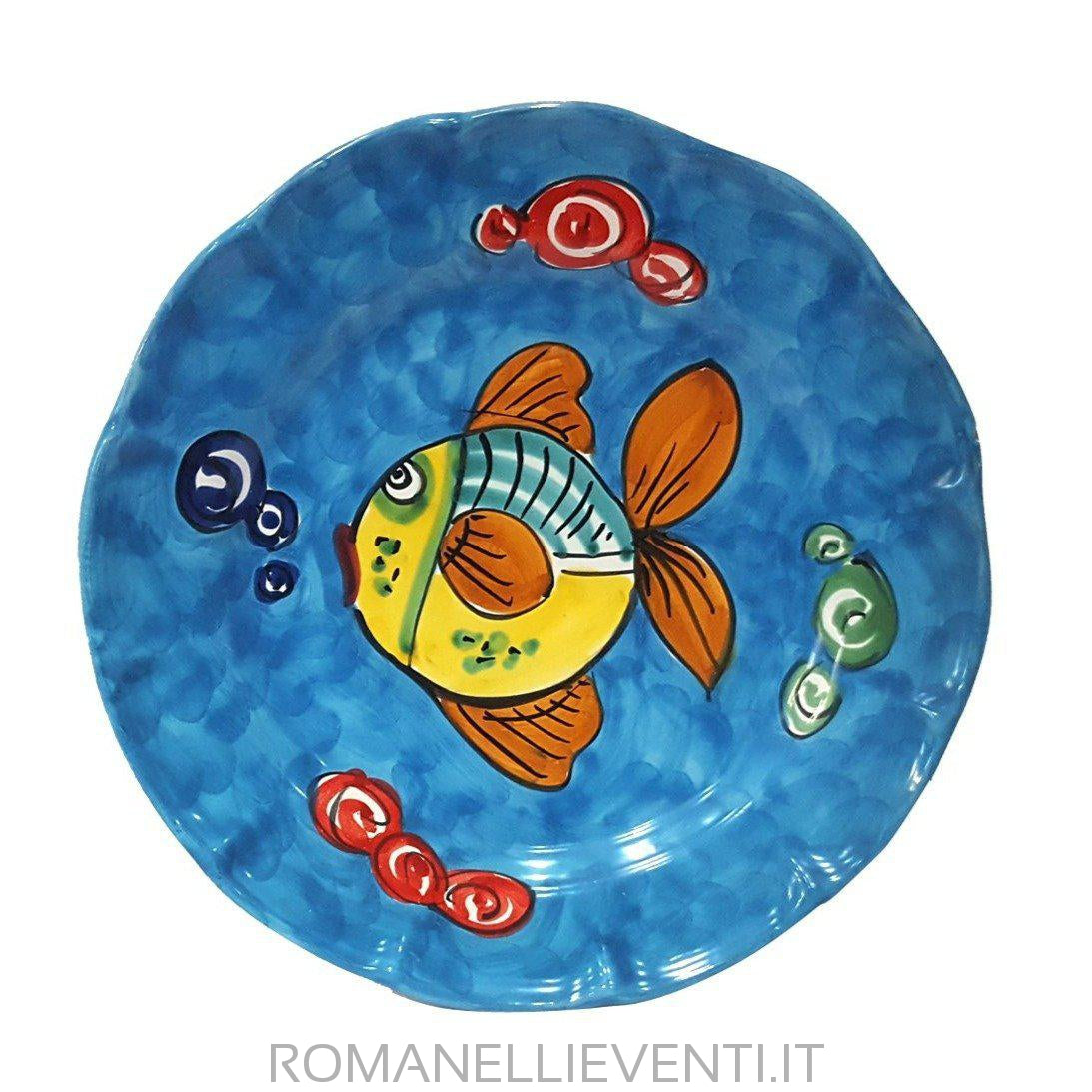 Set servizio piatti decoro mare celeste-Vietri-Romanelli Eventi