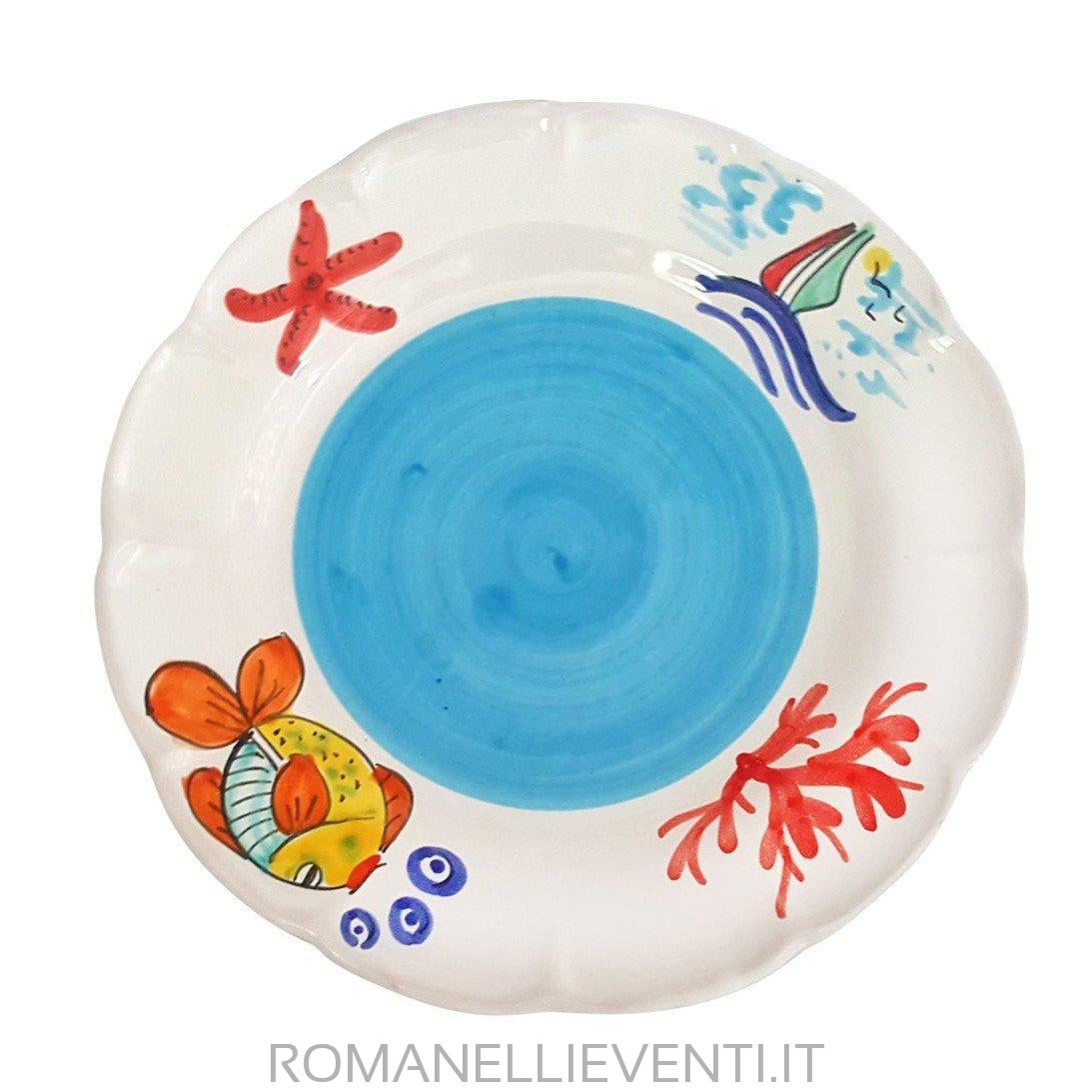 Set servizio piatti decoro marino celeste-Vietri-Romanelli Eventi