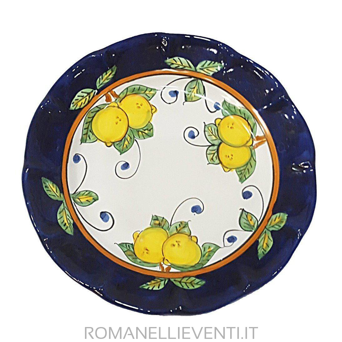 Set servizio piatti limoni e fiori blu-Vietri-Romanelli Eventi