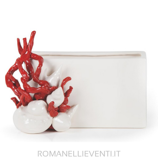 Vaso orizzontale in ceramica con decoro corallo cm 20x30x25-Gli Alberelli-Romanelli Eventi