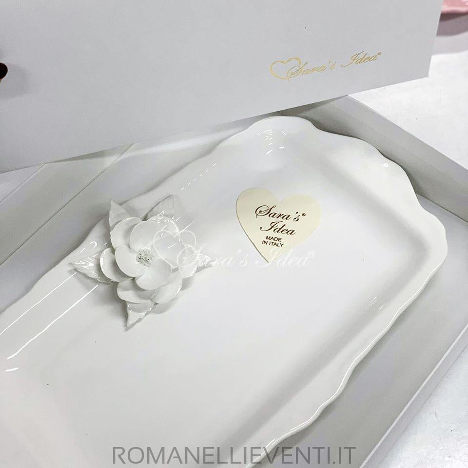 Vassoio bianco con rosellina-Sara's Idea-Romanelli Eventi